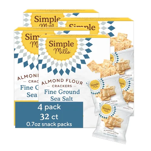 Vista 62 de Simple Mills - Galletas saladas de harina de almendras con pimienta negra en trozos, sin gluten, con semillas de lino, semillas de girasol y sin