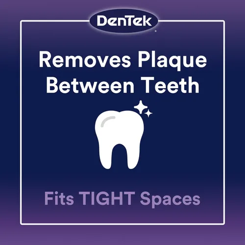 Vista 3 de Dentek Cepillos interdentales apretados, 16 unidades, paquete de 6, removedor de placa interdental fácil de cepillar con flúor - Limpia espacios