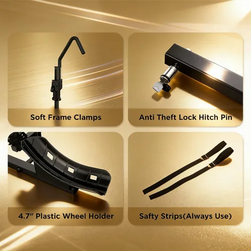 Vista 8 de TANX Portabicicletas para bicicletas eléctricas, soporte de bicicleta de neumático grueso para enganche de remolque de 2 bicicletas, plataforma