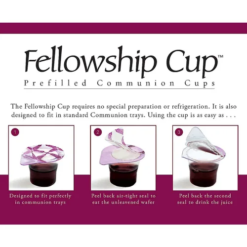 Vista 4 de Broadman Church Supplies - Set de tazas de comunión Fellowship Cup, precargadas con jugo y hostia, 6