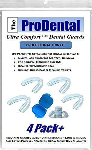 Mouth Guard for Grinding Teeth - 4 Pack Thin and Trim Anti Grinding - Teeth Whitening Dental Guard Stops Bruxism & Clenching Teeth at Night USA