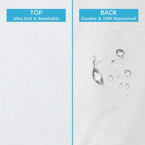 Vista 3 de Biloban Paquete de 4 protectores de almohada con cremallera, transpirables, silenciosos y duraderos, 100% impermeables, tamaño estándar, color blanco