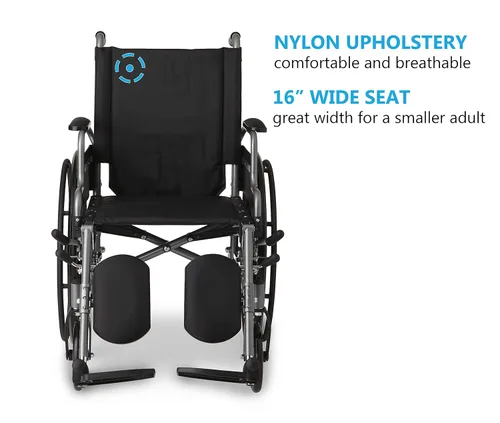 Vista 7 de Silla de ruedas Medline K4 estándar, ligera, con brazos inclinables y desmontables y descansos para las piernas elevables, MDS806550NE, Negro, 1, 1
