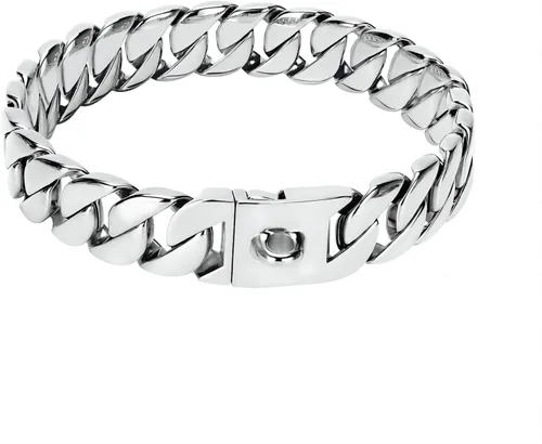 Vista 8 de Collar de Cadena para Perros Grandes, Collar de Entrenamiento de 32mm con Eslabones Cubanos y Hebilla de Seguridad con Diseño, Collares Martingala