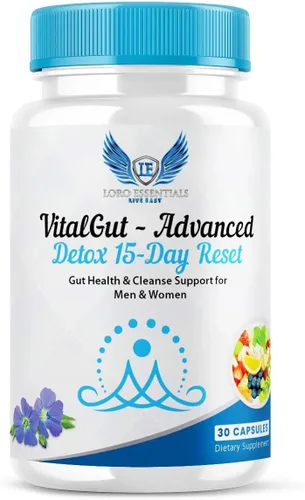 VitalGut Advanced intestinal y colon Cleanse Detox para mujeres y hombres, 15 días de reset apoyo para la salud intestinal, Whit Senna, cascara