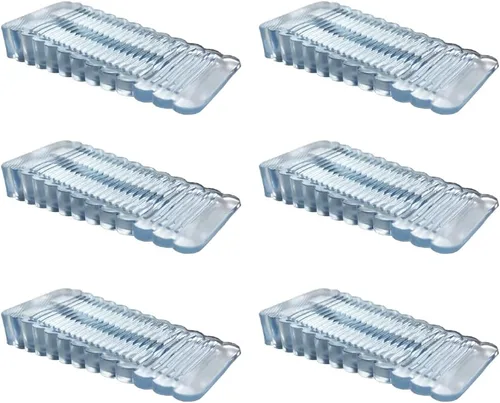 Vista 10 de Paquete de 4 topes de puerta de goma negra para puerta, resistentes, apilables, antideslizantes, de silicona resistente, para piso y patio