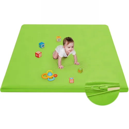 Vista 10 de Alfombra de juego impermeable para bebé para el suelo de 1.3" de grosor, espuma viscoelástica, cojín de 47*47, corralito, alfombra de juego
