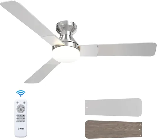Vista 15 de Ventiladores de techo Amico con luces, ventilador de techo de 30 pulgadas de perfil bajo con luz y control remoto, montaje empotrado, reversible