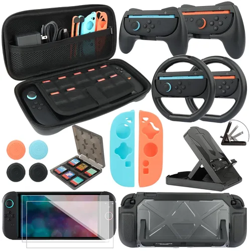 RTop Switch 2 Accessories Kit for Nintendo Switch 2 (2025),Family Bundle Accessories Kit with Carrying Case& Screen Protector,Joy Con Grips and