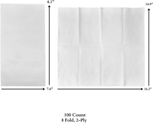 Vista 5 de Servilletas blancas de primera calidad, servilletas de cena plegables de 1/8, servilletas desechables de 2 capas blancas para fiesta, paquete