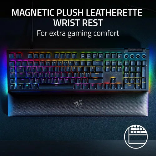 Vista 5 de Razer BlackWidow V4 Teclado mecánico para juegos interruptores verdes táctiles y clicky - Chroma RGB - 6 teclas macro dedicadas - Reposamuñecas