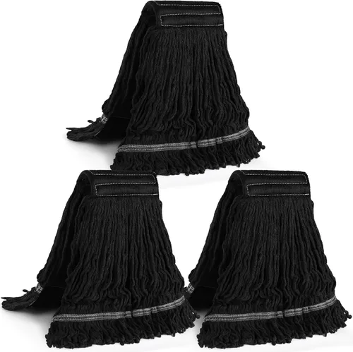 Paquete de 3 repuestos de cabezal de trapeador de algodón negro resistente de Esuphands