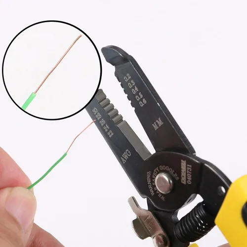 Vista 3 de DOWELL 22-30 AWG Herramienta para pelar alambres cortador alicates herramienta multifunción herramienta de mano para electricista 2 piezas