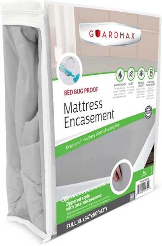 Vista 30 de Guardmax Funda de colchón de punto con cremallera, tamaño Queen, impermeable y a prueba de chinches, ropa de cama cómoda, suave y silenciosa