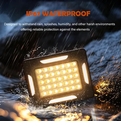 Vista 5 de Luces LED solares portátiles para acampar con regulador magnético, linterna solar recargable de 2000 lm con soporte, IP67 a prueba de agua, 5 modos