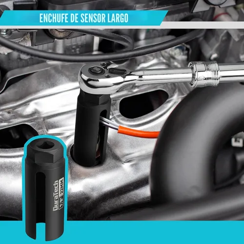 Vista 5 de DURATECH Juego de llave de enchufe de sensor de oxígeno O2 y seguidor de rosca, 5 unidades, 3/8" 1/2" de transmisión x 7/8" 22mm, kit de herramienta
