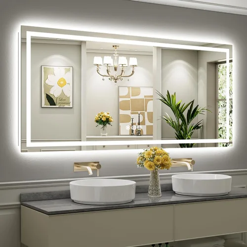 Vista 11 de Briivue Espejo de baño LED de 20 x 28 pulgadas con luces, retroiluminado y frontal iluminado, espejo de tocador de baño con luz antiniebla