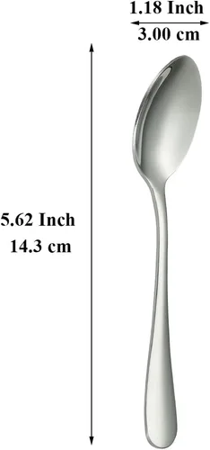 Vista 2 de Evanda 12 cucharaditas, cuchara de té de acero inoxidable de 5.5 in, cubiertos para té, café, pastel, postre, ensalada, apto para lavavajillas