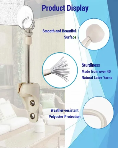 Vista 6 de Kit elástico y tapa de extremo, compatible con piezas de repuesto Coolaroo para exteriores para sombra, amarres de sombra (2 juegos, Begie)