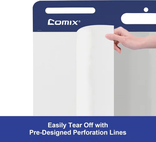 Vista 8 de Comix Almohadilla de caballete pegajoso, papel de 20 x 23 pulgadas para profesores, papel de caballete autoadhesivo grande, 30 hojas/bloc, 6 blocs
