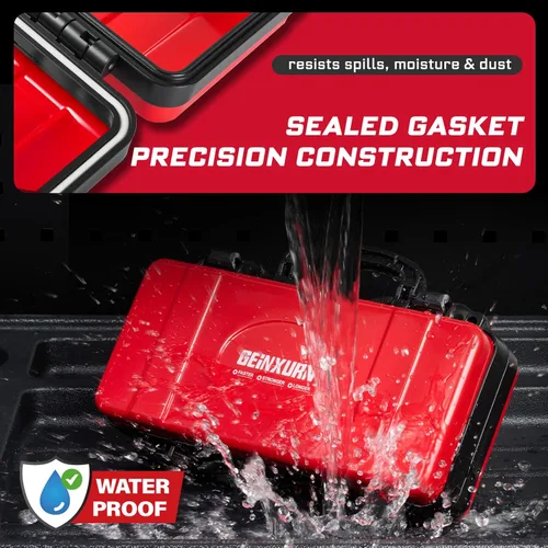 Vista 3 de Geinxurn Organizador de herramientas de acero de 11 pulgadas, 2 piezas, caja roja y negra, almacenamiento de herramientas ABS portátil duradero