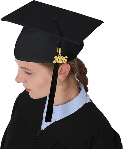 Vista 2 de GraduationMall Borla de graduación de un solo y varios colores con dije del año 2025 de 9 pulgadas