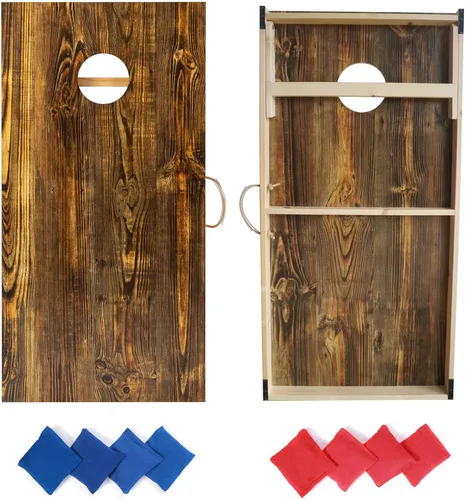 Vista 7 de Cornhole Boards Set Regulation Size - 4'x2' Premium Solid Wood Corn Hole Toss Game with 8 Bean Bags