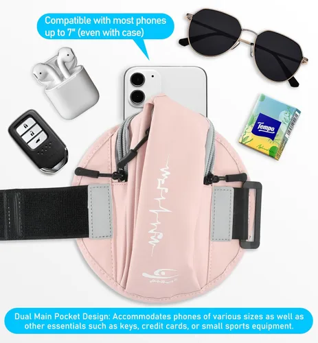 Vista 5 de HiRui Brazalete deportivo universal cómodo para correr, soporte para teléfono celular para entrenamiento de ejercicio, compatible con iPhone