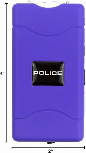 Vista 10 de Policía Stun Gun 800 Mini recargable LED linterna autodefensa púrpura