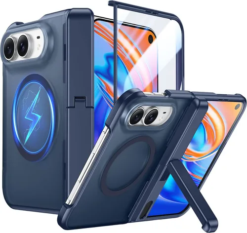 Vista 258 de Temdan Funda para Samsung Galaxy Z Fold 8, compatible con MagSafe, protector de pantalla HD integrado y función atril, protección de bisagra Negro