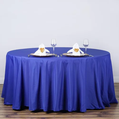 TABLECLOTHSFACTORY Mantel redondo de poliéster de 120 pulgadas, resistente a las manchas y a las arrugas, lavable, para bodas, fiestas, banquetes y
