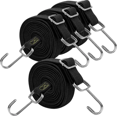Cuerdas elásticas resistentes para exteriores, cuerdas elásticas largas y ajustables con ganchos planos, correas elásticas de goma de 80 pulgadas de