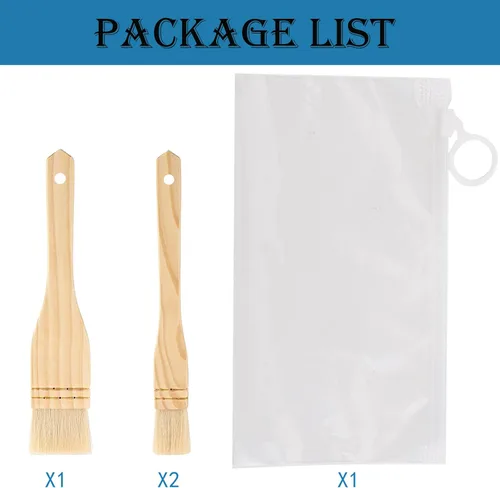 Vista 2 de 3 cepillos de repostería con cerdas de cabra y asas de madera dura, cepillo para hornear, asar a la parrilla, cocinar y untar aceite, mantequilla
