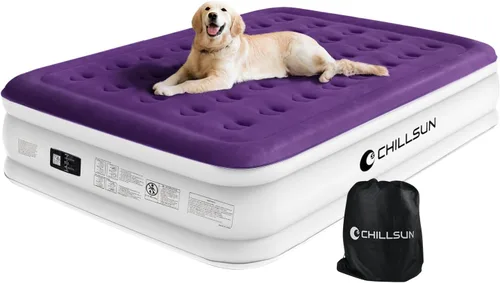 Vista 11 de CHILLSUN Colchón de aire doble mejorado 2026 con bomba integrada, 3 minutos de autoinflado rápido, cama inflable resistente a pinchazos, a prueba