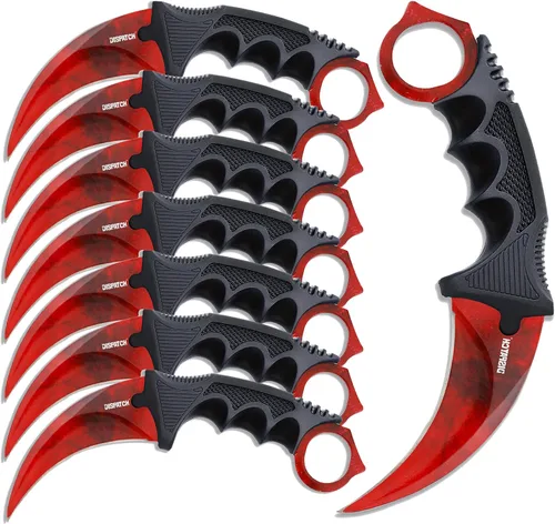 Vista 13 de Dispatch Karambit - Cuchillo táctico de hoja fija para acampar, cuchillo de caza al aire libre, cuchillos de tienda con funda y cable, adecuado