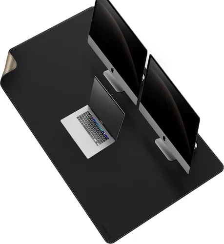 Vista 52 de MAIDERN Tapete de escritorio XXL de corcho y cuero, de 47.2 x 23.6 pulgadas, protector reversible para mouse de escritorio completo (negro)