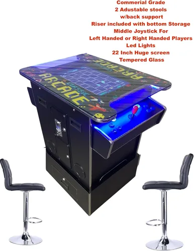 Vista 3 de TOP US VIDEO ARCADES Tamaño completo de grado comercial Riser Combo Cocktail Arcade Machine 2 jugadores Retro 412 juegos 22 pulgadas pantalla LCD
