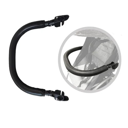 Barra de parachoques para cochecito de bebé, apoyabrazos, mango, accesorios de barra transversal para BBZ YoYo y Yoyo+, cuero sintético negro