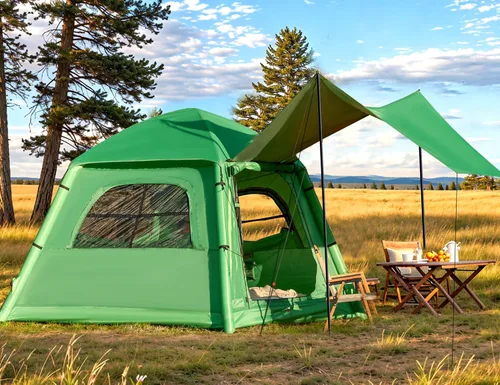 YOLENY 2/4/6 Person Inflatable Tents for Camping, Quick Setup in 2 Minutes with Hand Pump, Blow Up Tent with Skylight & Canopy, Cabin Tent for