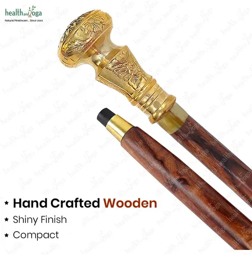 Vista 5 de HealthAndYoga™ - Bastón desmontable para hombres y mujeres, bastón ligero de madera maciza, elegante mango de latón Derby