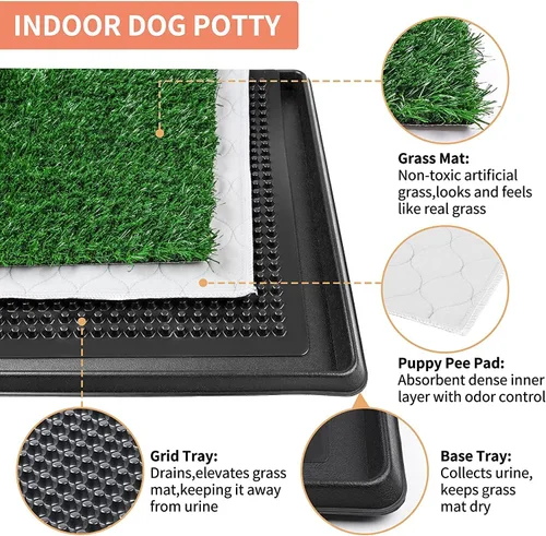 Vista 3 de Alfombrilla de césped artificial para mascotas PICK FOR LIFE para interiores y exteriores, bandeja de arena para perros, tapete de césped artificial