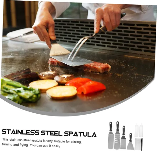 Vista 2 de Espátula para barbacoa, kit de herramientas para cocinar, raspador de plancha, accesorios para barbacoa para el día del padre