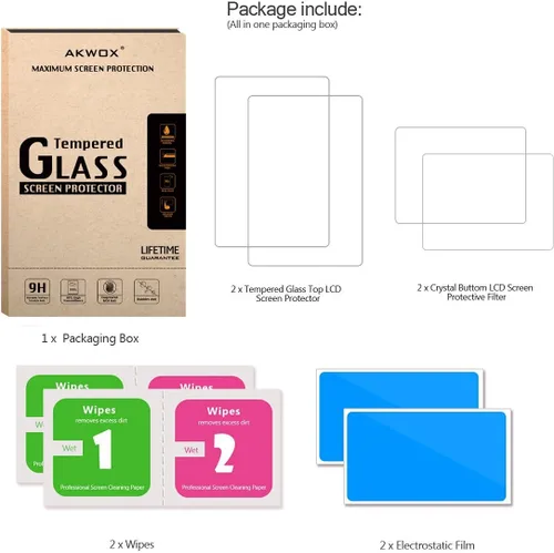 Vista 5 de (2 en 1) Protector de pantalla LCD superior de vidrio templado + filtro protector de pantalla LCD de cristal transparente HD PET Buttom para 3DS