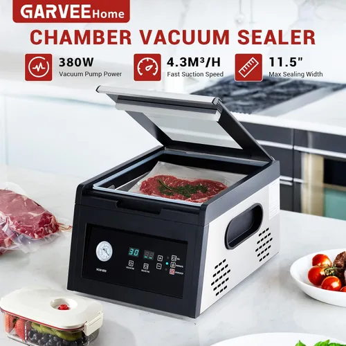 Vista 2 de Garvee Sellador al vacío de cámara resistente de 11.5 pulgadas con función de adobo, sistema de conservación de alimentos para uso comercial