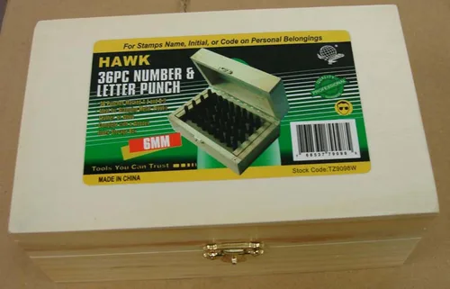 Vista 2 de Bench Wizard - Juego de 36 perforadores de números y letras, tamaño de perforador, 1/4 de pulgada, acero al carbono tratado térmicamente, incluye