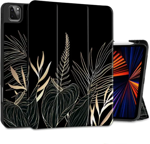 Vista 24 de DONGKE Funda para iPad Pro de 12.9 pulgadas 6ª generación 2022, soporte para lápiz integrado + soporte triple + encendido automático/apagado + funda