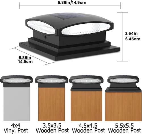 Vista 3 de Siedinlar Luces solares para postes al aire libre, 2 modos, 24 LED, luz solar para valla de 4 x 4, 5 x 5, 6 x 6, decoración de jardín, patio, blanco