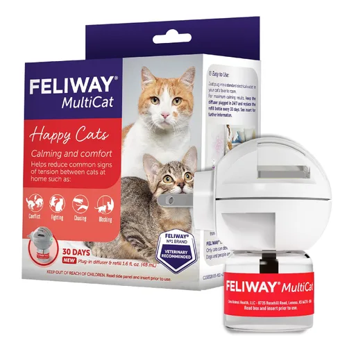 FELIWAY MultiCat - Kit de iniciación de difusor de feromonas calmante enchufable para gatos de 30 días, 48ml (1.6 fl oz) - Ayuda a reducir