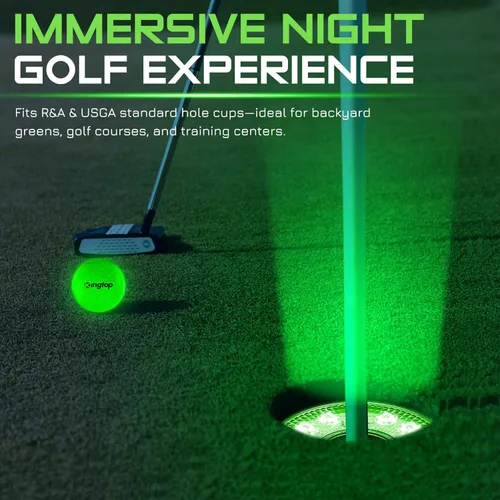 Vista 3 de KINGTOP Luz de hoyo de golf LED recargable - Impermeable, lente de iluminación enfocada, control remoto, perfecta para práctica nocturna de golf