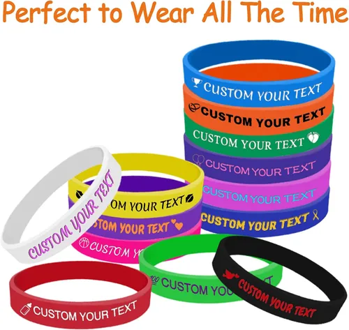 Vista 5 de Pulsera de alerta médica personalizada de silicona, pulseras de goma personalizadas, pulsera de identificación médica personalizada grabada